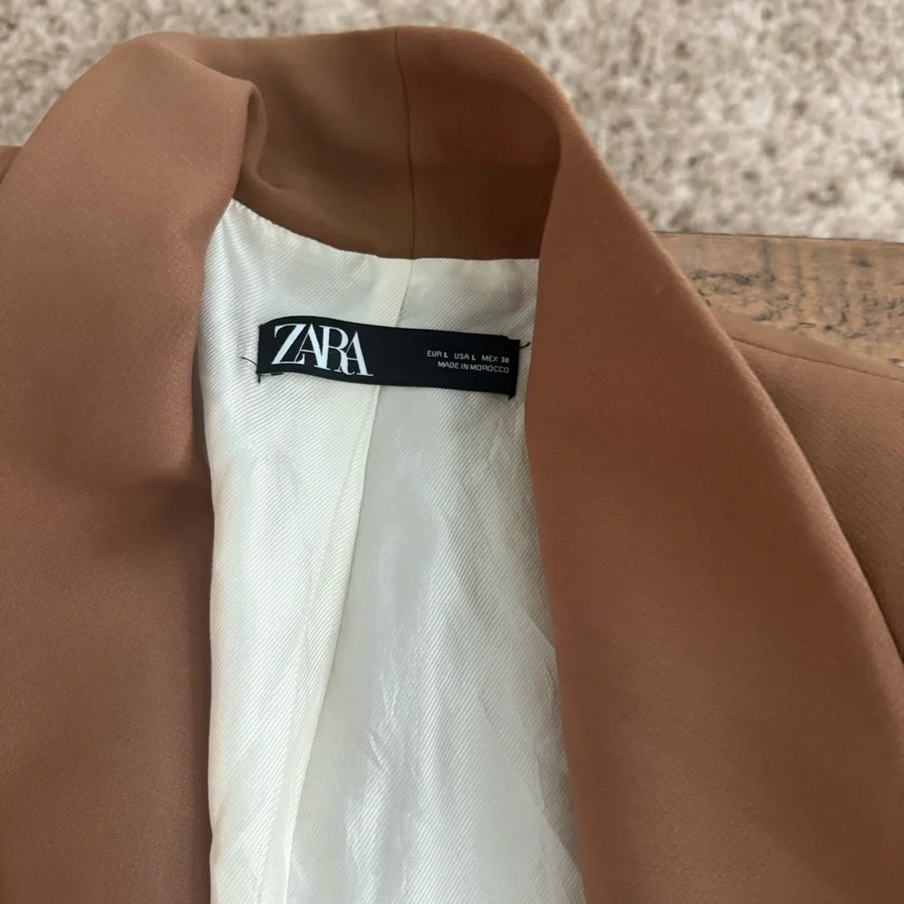 Zara Camel Double-Breasted Blazer - Picture 2 of 3